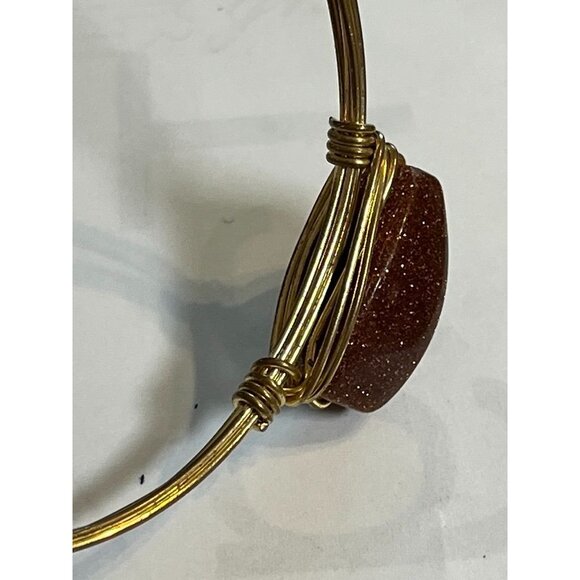 Retro Glitter Stone Bangle Wire Bracelet S Copper Boho Western Classic Chic 90s - Picture 3 of 7